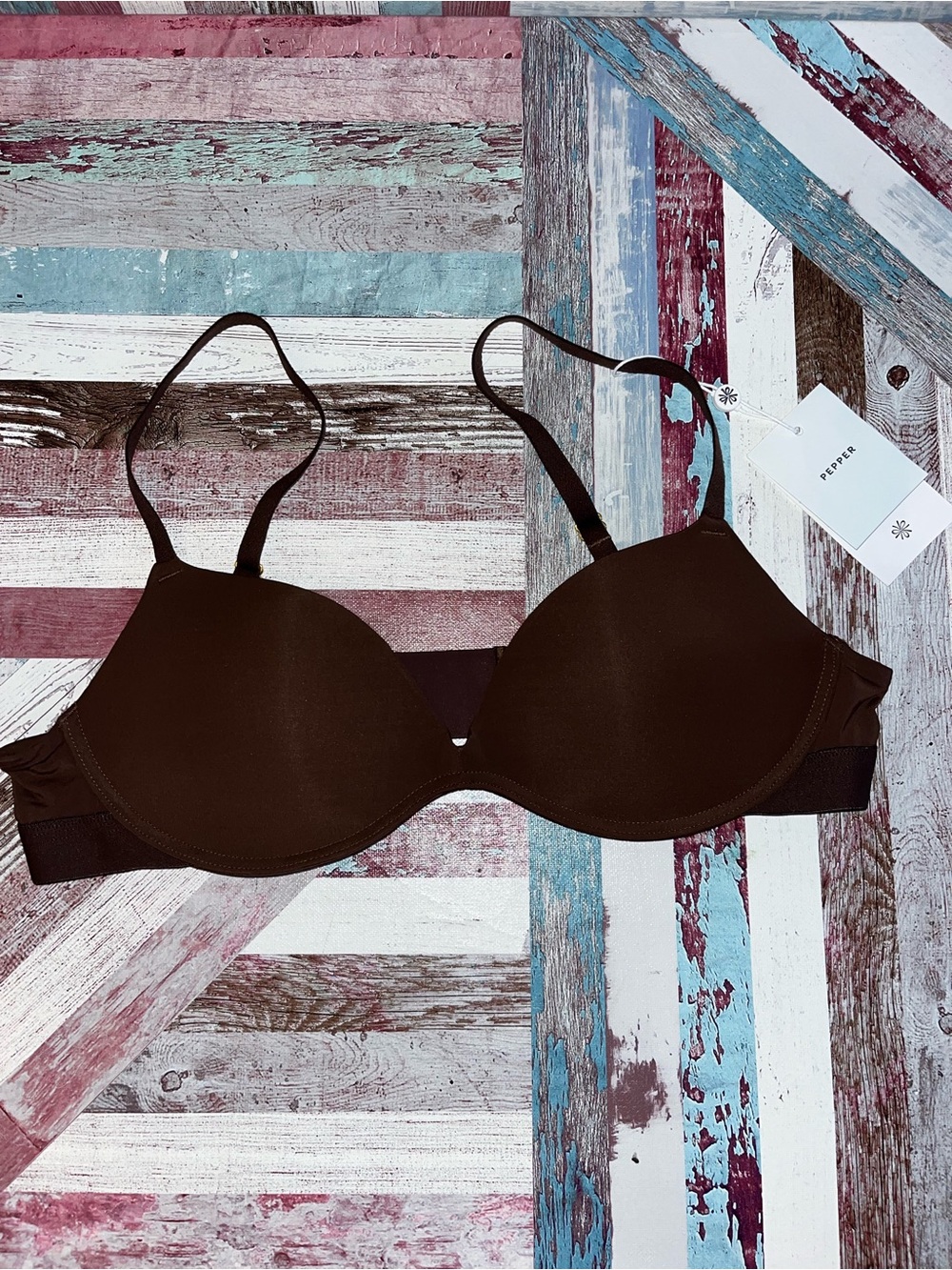 Pepper Zero-G Wire Free Lift-Up Bra Espresso NWT Shaping Hugging SZ 38AA